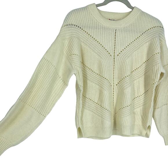 Marine Layer Cashmere Blend Olivia Crewneck Sweater White Small NWT - Picture 3 of 8